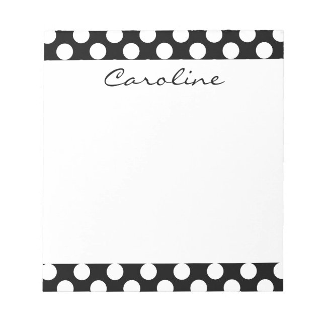 Monogram Black White Trendig Roligt Polka Dot Möns Anteckningsblock (Framsida)