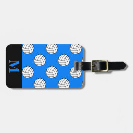 Monogram Black White Volleyball Bollar, Azure Blue Bagagebricka