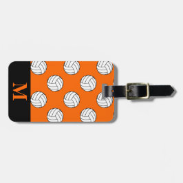 Monogram Black White Volleyball Bollar, Orange Bagagebricka