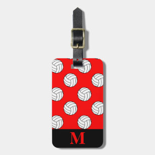 Monogram Black White Volleyball Bollar, Röd Bagagebricka