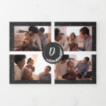 Monogram Blackboard Snowy Gräs Träd Forest 6-Photo<br><div class="desc">Låt det snöa med den här riken, insamling av helgdag med jewelton. Anpassadets foton är fokus i designen, som utmärks av ett festligt julmonogram med en brev. Gräs träd accentuerar hörnen och snö faller i bakgrunden för att lägga till struktur. Ett anpassade hälsning i ett lantbruksmanus tillför en vismisk känsla...</div>