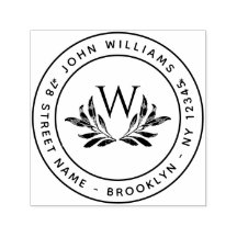 Monogram & blad runt returadress initial