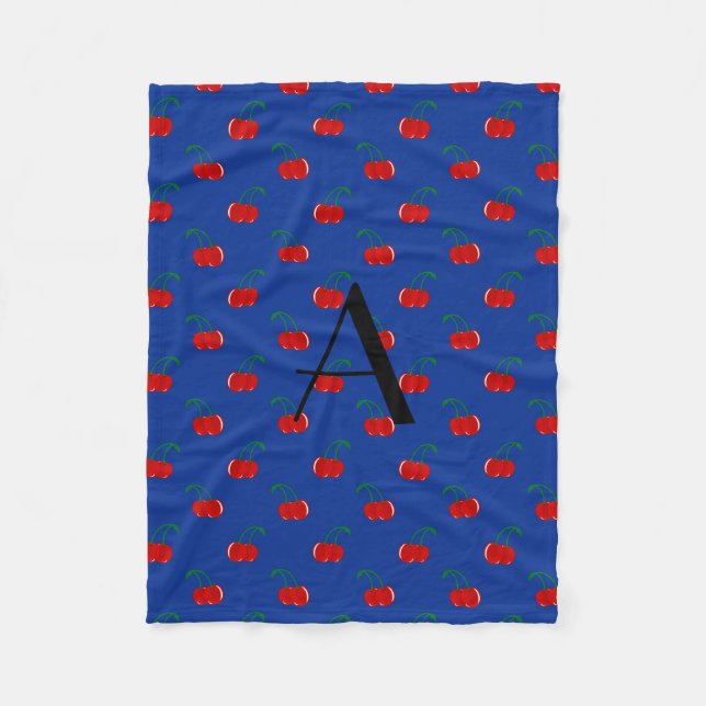 Monogram blåkörsbär mönster fleecefilt (Framsidan)