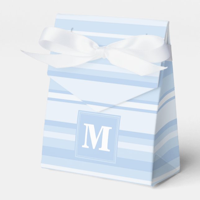 Monogram blåkvitrandig baby presentaskar (Framsidan Sidan)