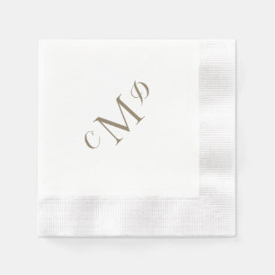 Monogram (blandad) vit kuggsvans från bröllop Guld Pappersservett