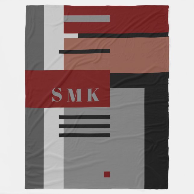 Monogram Blanket - Earth Tones - Geometric Mönster Fleecefilt (Framsidan)