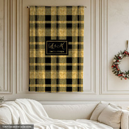 Monogram Blanket Elegant Black Gold Birthday Gift Fleecefilt