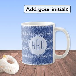 Monogram blått cykelhjul mönster kaffemugg