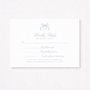 Monogram Blått Slinga Bröllop RSVP-kort OSA Kort