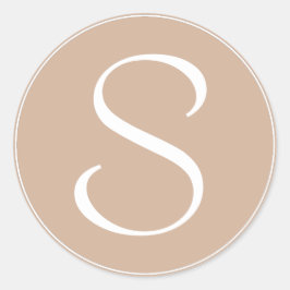 Monogram Blek Brown med vit Ring BT Runt Klistermärke