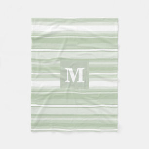 Monogram blek grönt rand fleecefilt