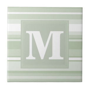 Monogram blek grönt rand kakelplatta