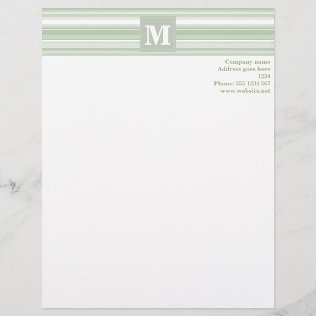 Monogram blek grönt rand letterhead brevhuvud (Framsida)