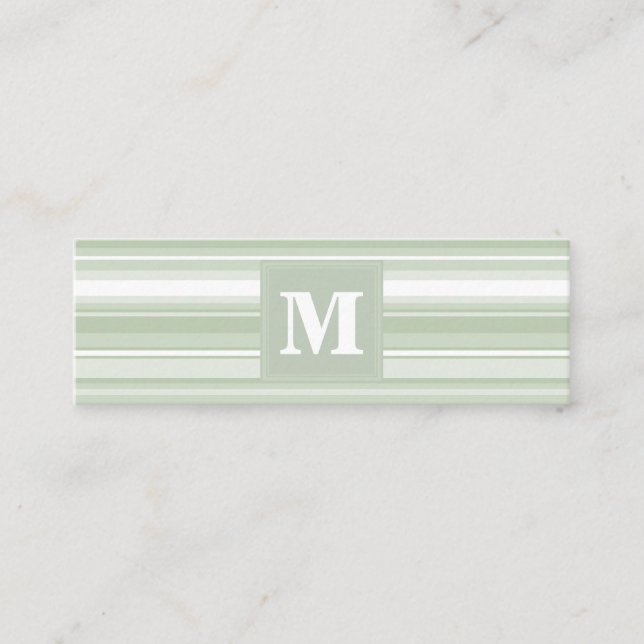 Monogram blek grönt rand mini visitkort (Framsida)