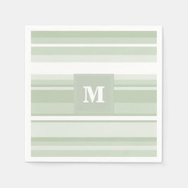 Monogram blek grönt rand pappersservett