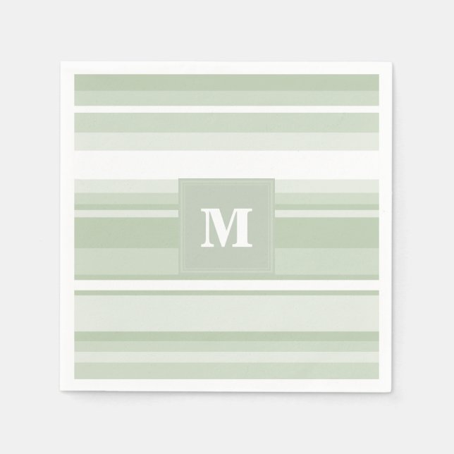 Monogram blek grönt rand pappersservett (Framsidan)