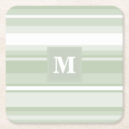 Monogram blek grönt rand underlägg papper kvadrat