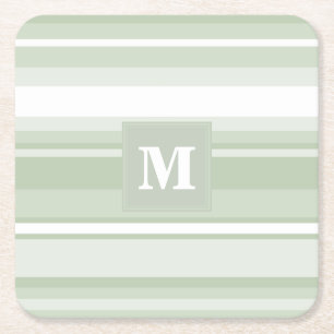 Monogram blek grönt rand underlägg papper kvadrat