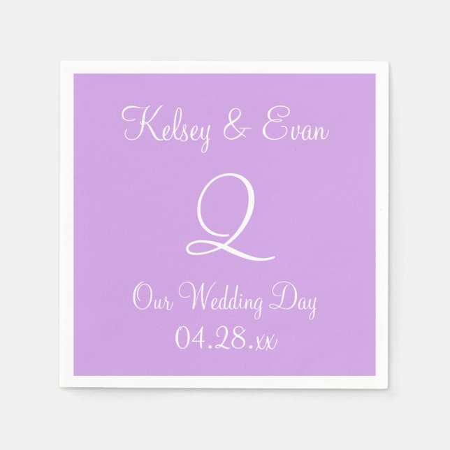 Monogram Blek Lavender Formal Fullt Napkins Pappersservett (Framsidan)