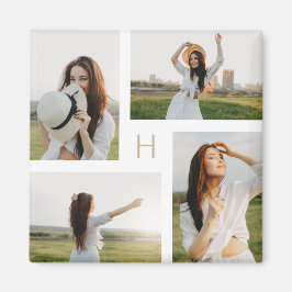 Monogram-block redigerbar färgfoto-magnet magnet