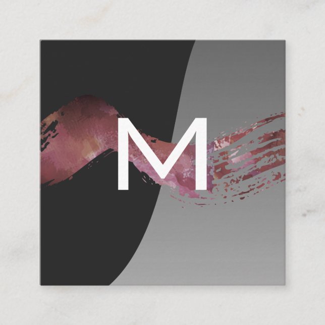 Monogram | Blockkonstnärlig pensel för Färg Fyrkantigt Visitkort (Framsida)