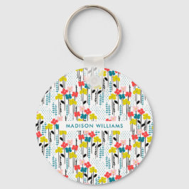 Monogram Blomma Modern Minimalist Nyckelring
