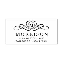 Monogram, blommande returadress