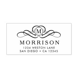 Monogram, blommande returadress självfärgande stämpel