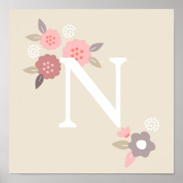 Monogram blommig affisch