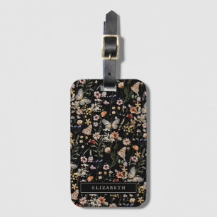 Monogram blommig bagagetikett bagagebricka