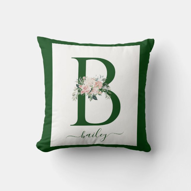 Monogram Blommig Bokstav B Kudde (Framsida)