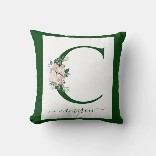 Monogram Blommig Bokstav C Kudde (Framsida)