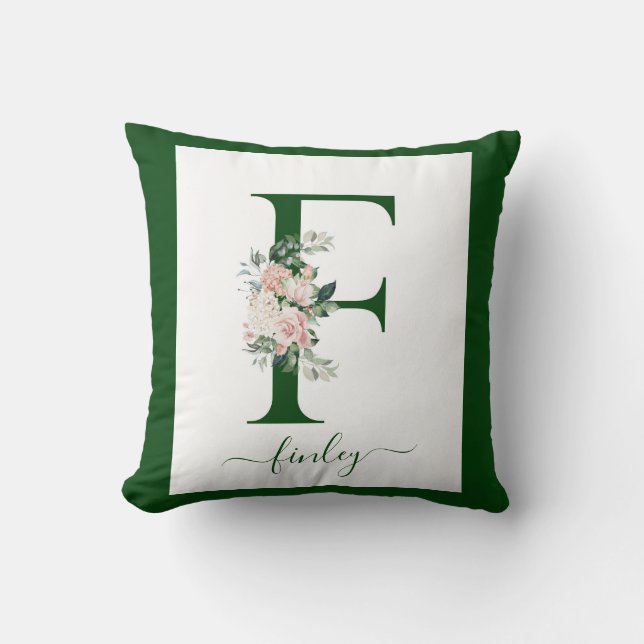 Monogram Blommig Bokstav F Kudde (Framsida)