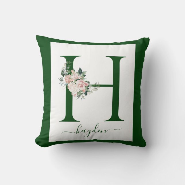 Monogram Blommig Bokstav H Kudde (Framsida)