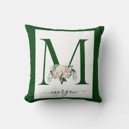 Monogram Blommig Bokstav M Kudde