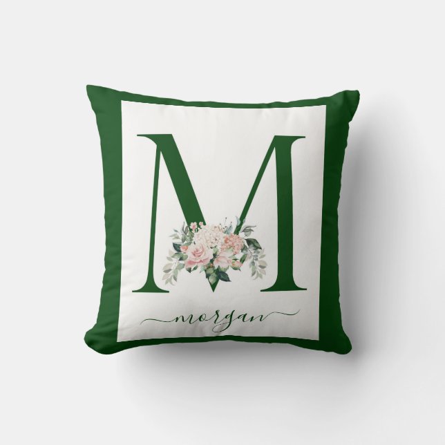 Monogram Blommig Bokstav M Kudde (Framsida)