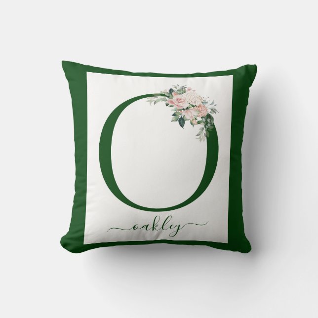 Monogram Blommig Bokstav O Kudde (Framsida)