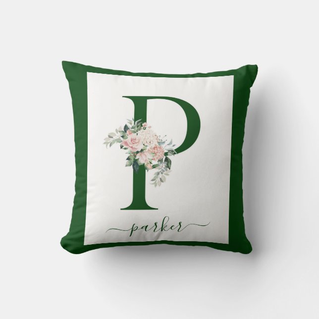 Monogram Blommig Bokstav P Kudde (Framsida)