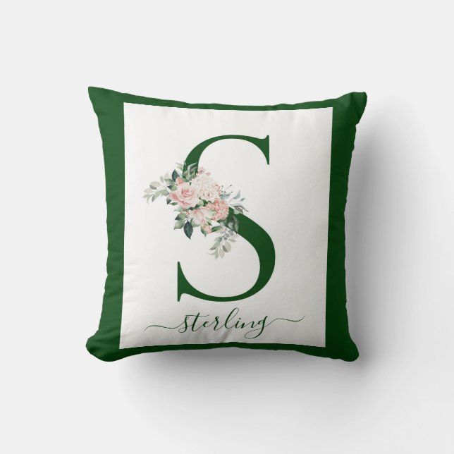 Monogram Blommig Bokstav S Kudde (Framsida)