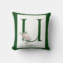 Monogram blommig bokstav U Kudde