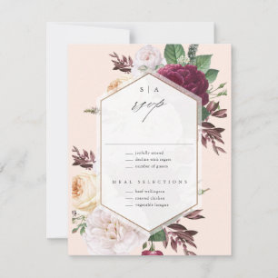 Monogram Blommig Bröllop OSA Kort
