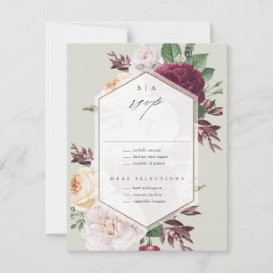 Monogram Blommig Bröllop OSA Kort