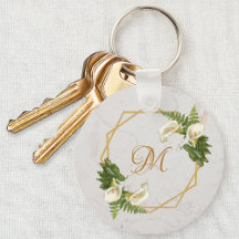 Monogram Blommig Guld Marmor Calla Liljor Initiale