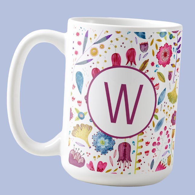 Monogram Blommig Kaffemugg (Skapare uppladdad)