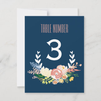 Monogram Blommig Krans | Bordnummer Inbjudningar