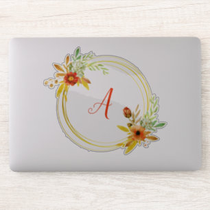 Monogram blommig krans klistermärken