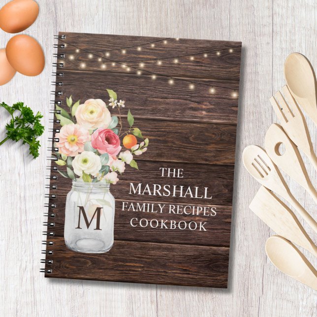 Monogram Blommig Murad Familjerecept Journal Anteckningsbok (Skapare uppladdad)