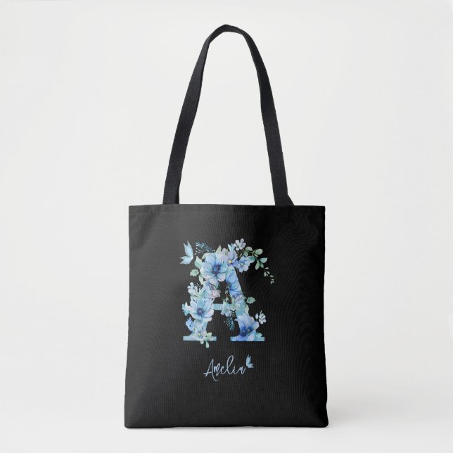 Monogram Blommigt Alfabet A Anpassa Tygkasse (Framsida)