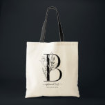 Monogram Blommigt Anpassningsbar Tote Bag - Brev B Tygkasse<br><div class="desc">Perfekt som gåva till brudtärna,  lärare eller dig själv är denna monogrammade blommigt som illustreras med väskan anpassade med valfritt linjer för ytterligare text! Denna förteckning gäller brev "B",  men se resten av samlingen för ytterligare brev.</div>