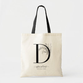 Monogram Blommigt Anpassningsbar Tote Bag - Brev D Tygkasse